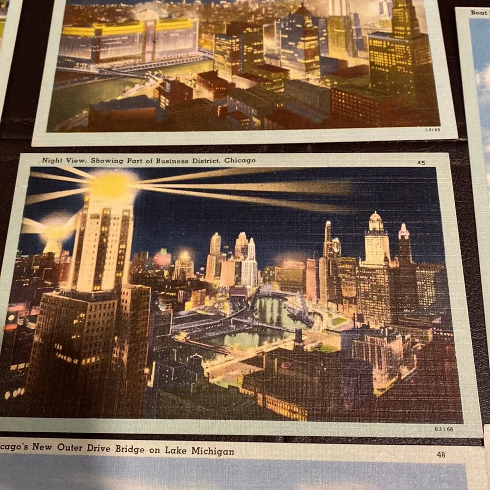 11 vintage postcards of Chicago from the 1940’s includes Comiskey Park